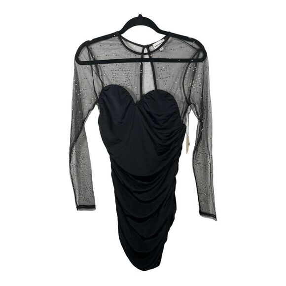 NWT Superdown Black Milla Sparkle‎ Long Sleeve Mini Dress Size Small​ - Picture 3 of 11